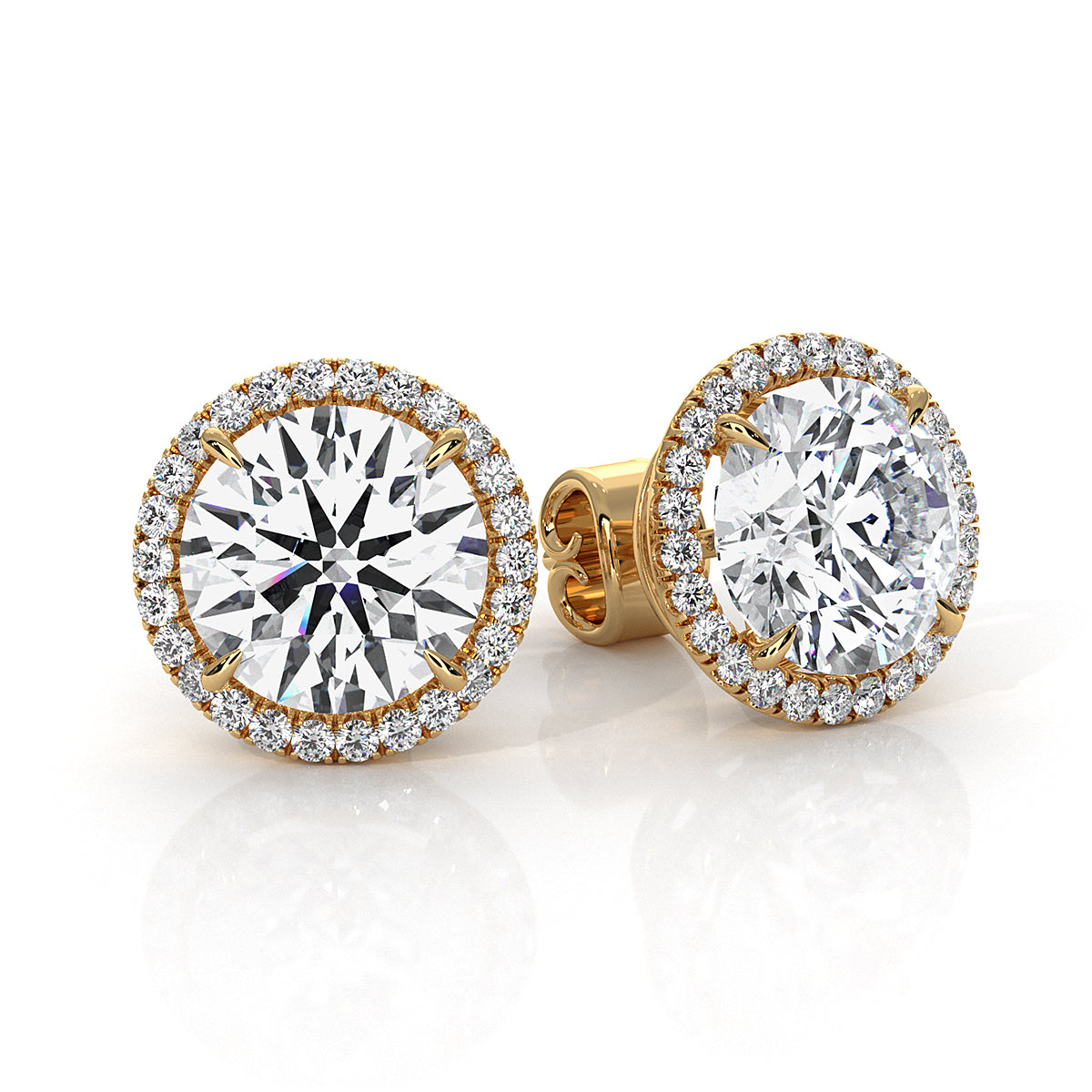 Round Lab Grown Diamond Claw Prong Women's Earring 14k White Gold 2.28 Ctw.